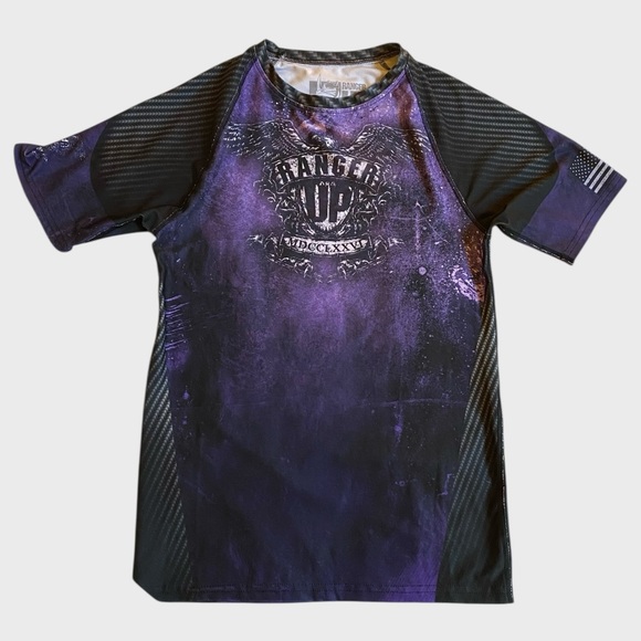 Ranger Up Purple Graphic Performance Shirt Men’s Size M 2015 Made in USA Gym - Picture 1 of 12